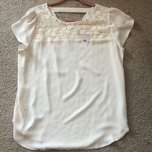 LOFT Cream Petal Sleeve Blouse - Size L